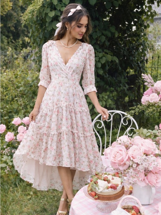 LoveShackFancy Dresses & Skirts - LOVESHACKFANCY Coquette Midi Dress | Lorencia Dress Silk Feminine Romantic  0/XS